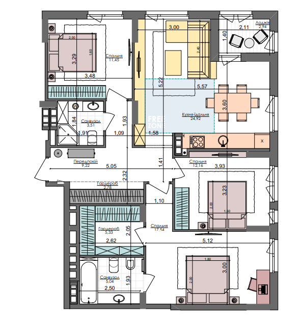 3-кімнатна 94.89 м² в ЖК Файна Таун від 29 600 грн/м², Київ