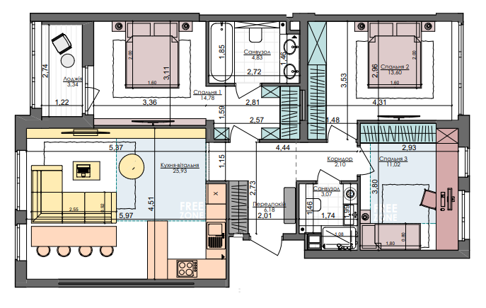 3-кімнатна 84.85 м² в ЖК Файна Таун від 31 200 грн/м², Київ