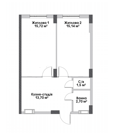 2-комнатная 46.89 м² в ЖК City Park от 14 100 грн/м², г. Ирпень