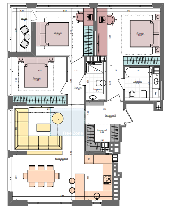 3-кімнатна 98.1 м² в ЖК Файна Таун від 31 200 грн/м², Київ