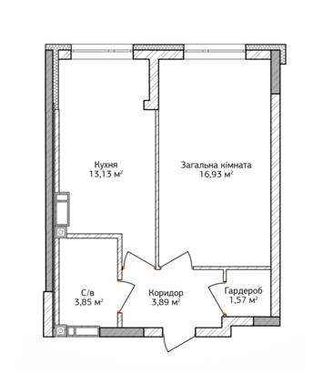 1-кімнатна 39.37 м² в ЖК City Park від 12 500 грн/м², м. Ірпінь