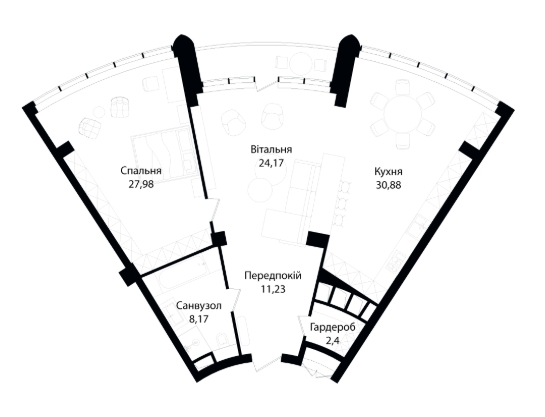 2-комнатная 106 м² в ЖК Skyline от 109 900 грн/м², Киев