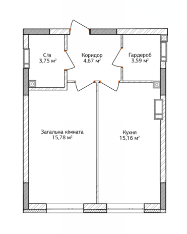 1-кімнатна 42.95 м² в ЖК City Park від 12 500 грн/м², м. Ірпінь