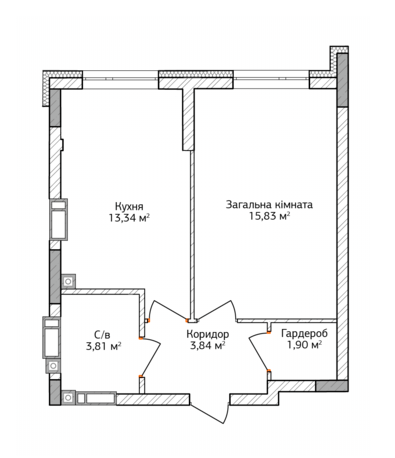 1-кімнатна 38.72 м² в ЖК City Park від 17 700 грн/м², м. Ірпінь