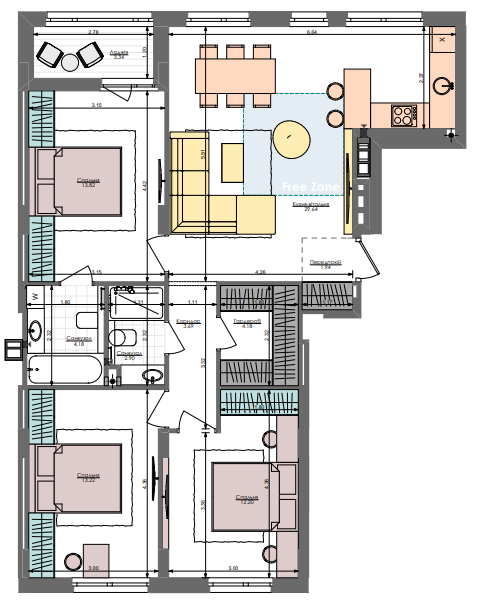 3-кімнатна 89 м² в ЖК Файна Таун від 29 600 грн/м², Київ