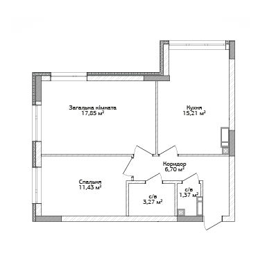 2-комнатная 55.83 м² в ЖК City Park от 12 500 грн/м², г. Ирпень
