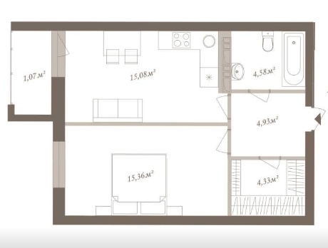 1-комнатная 45.35 м² в ЖК SloveSky от застройщика, Киев