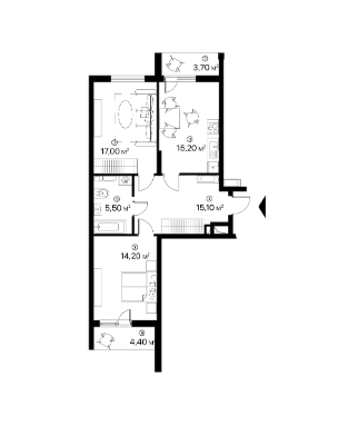 2-комнатная 75.1 м² в ЖК Лебединый от 20 800 грн/м², Киев