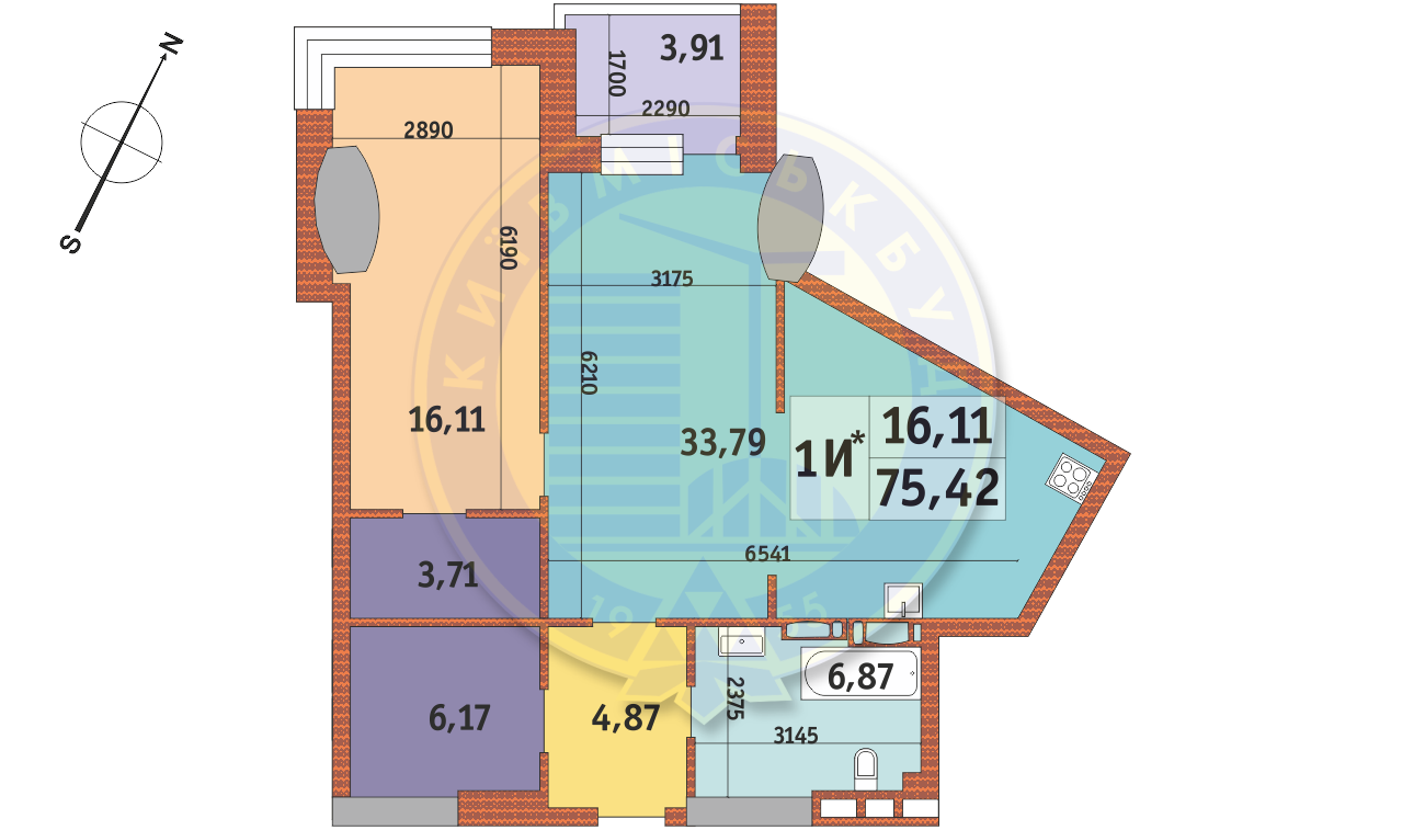 1-кімнатна 75.42 м² в ЖК Mirax від 31 400 грн/м², Київ