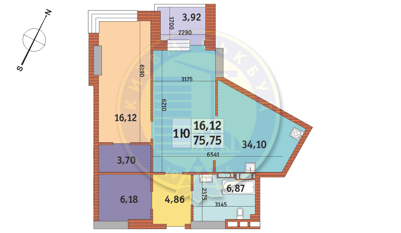 1-кімнатна 75.75 м² в ЖК Mirax від 35 437 грн/м², Київ