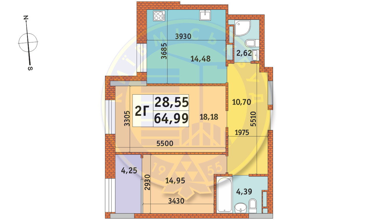 2-кімнатна 64.99 м² в ЖК Mirax від 23 526 грн/м², Київ