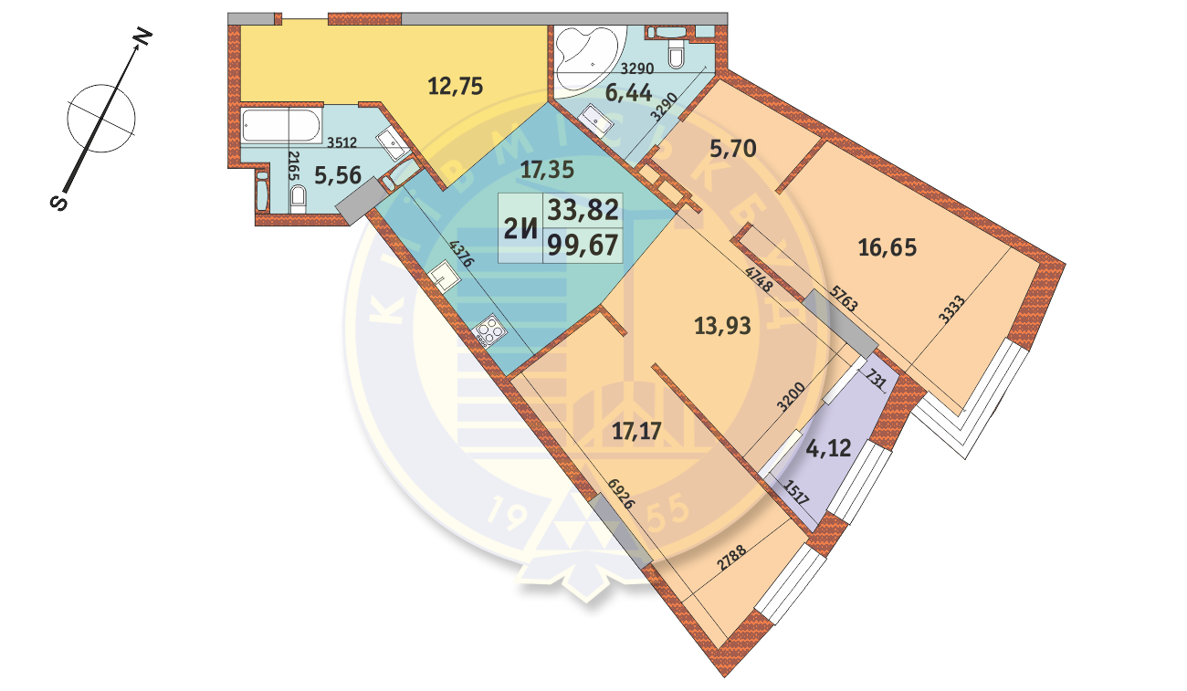 2-кімнатна 99.67 м² в ЖК Mirax від 26 617 грн/м², Київ