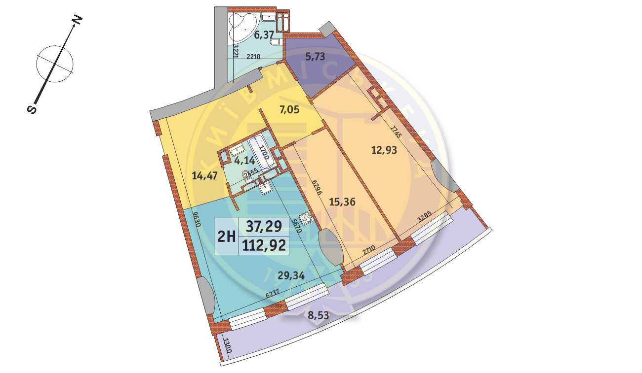 2-комнатная 112.92 м² в ЖК Mirax от 29 528 грн/м², Киев