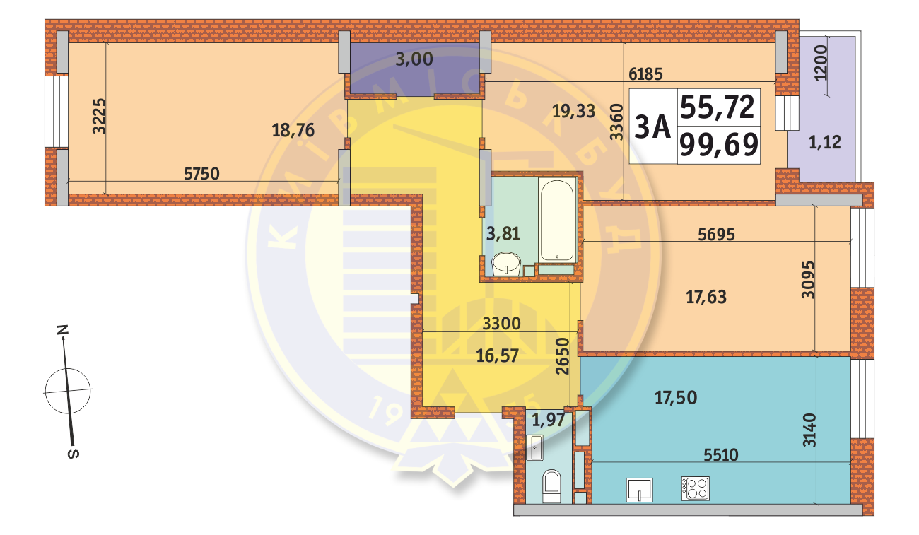 3-комнатная 99.69 м² в ЖК Mirax от 30 098 грн/м², Киев