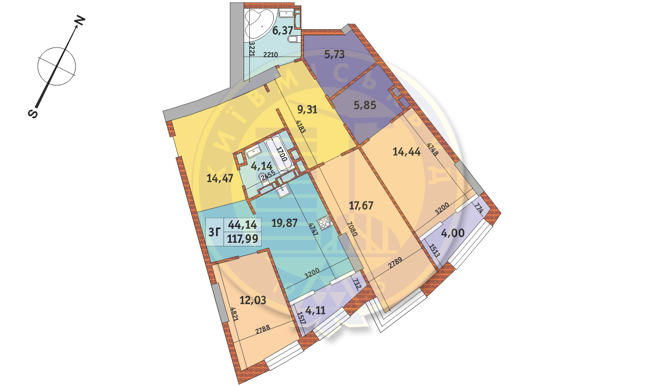 3-кімнатна 117.99 м² в ЖК Mirax від 26 930 грн/м², Київ