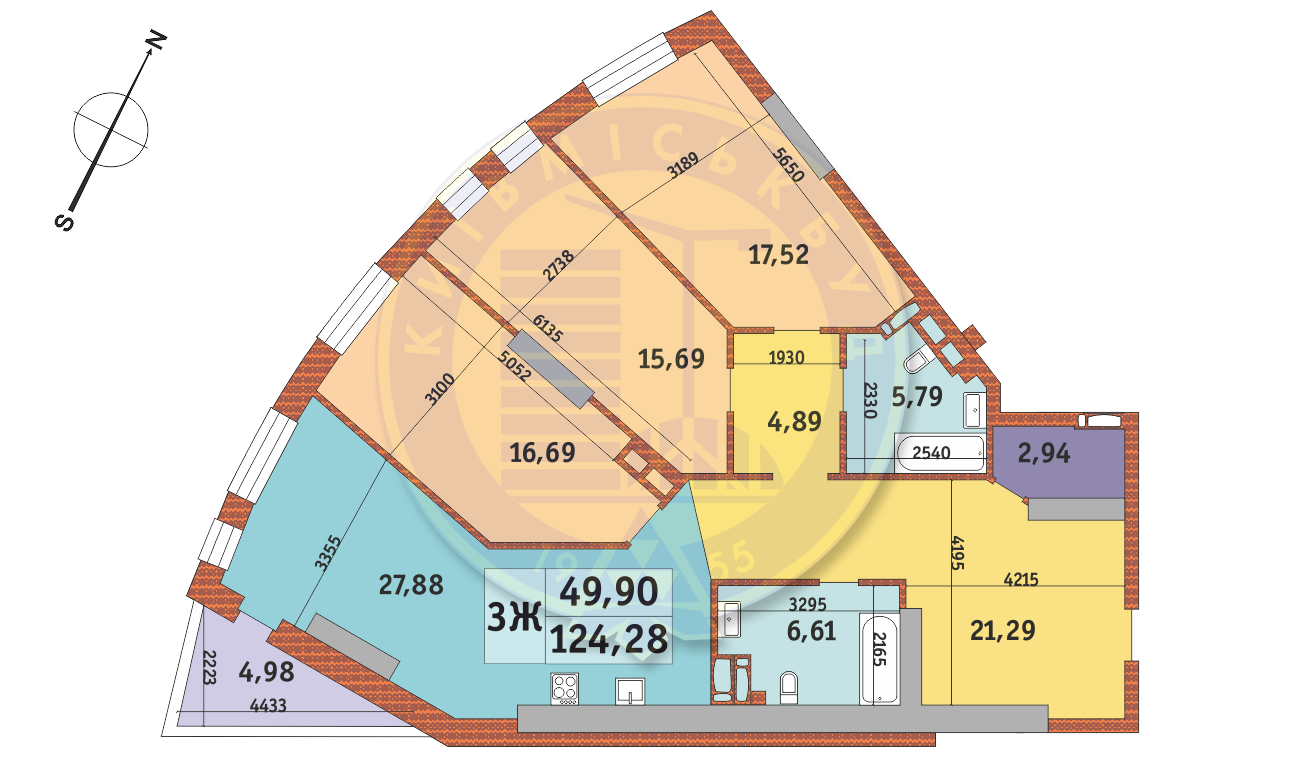 3-кімнатна 124.28 м² в ЖК Mirax від 31 000 грн/м², Київ