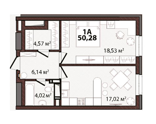 1-комнатная 50.28 м² в ЖК EDELDORF HILLS от 71 685 грн/м², Киев