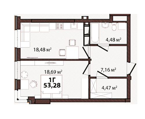 1-кімнатна 53.28 м² в ЖК EDELDORF HILLS від 71 685 грн/м², Київ