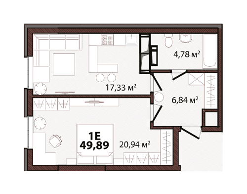 1-комнатная 49.89 м² в ЖК EDELDORF HILLS от 71 685 грн/м², Киев