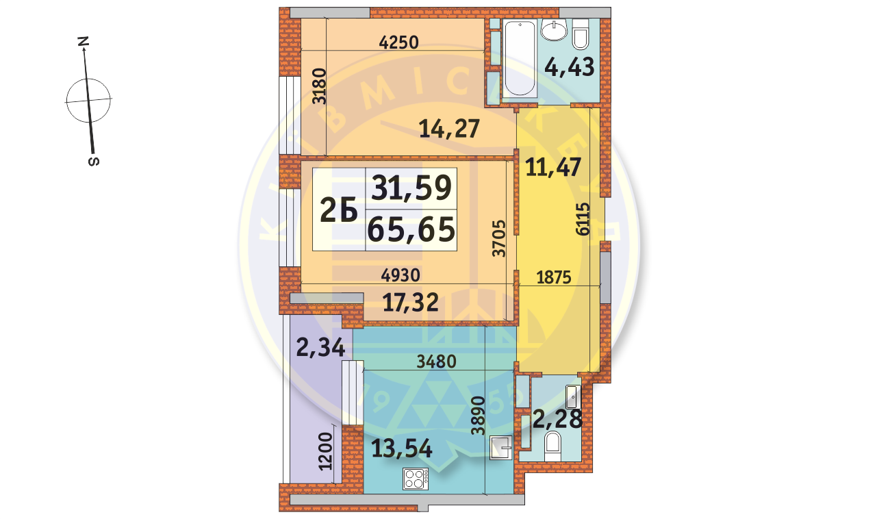 2-кімнатна 65.65 м² в ЖК Mirax від 26 404 грн/м², Київ