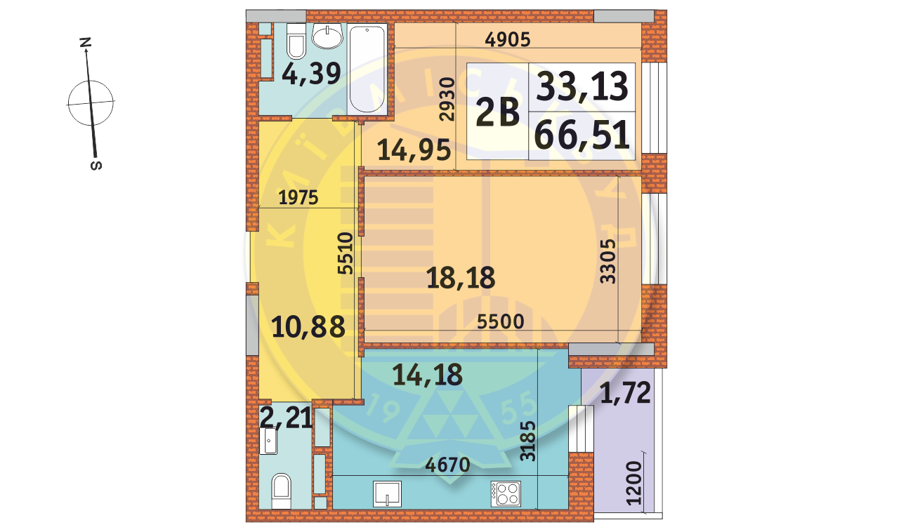 2-кімнатна 66.51 м² в ЖК Mirax від 26 137 грн/м², Київ