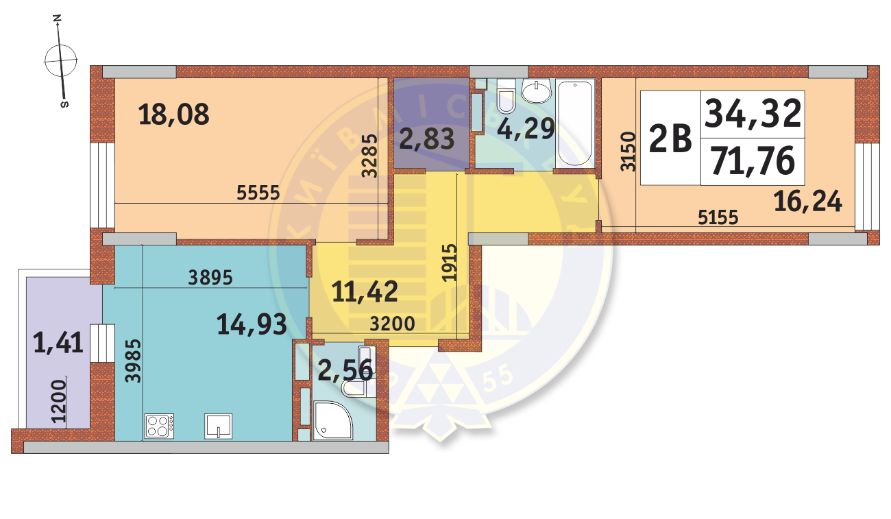 2-кімнатна 71.76 м² в ЖК Mirax від 28 050 грн/м², Київ