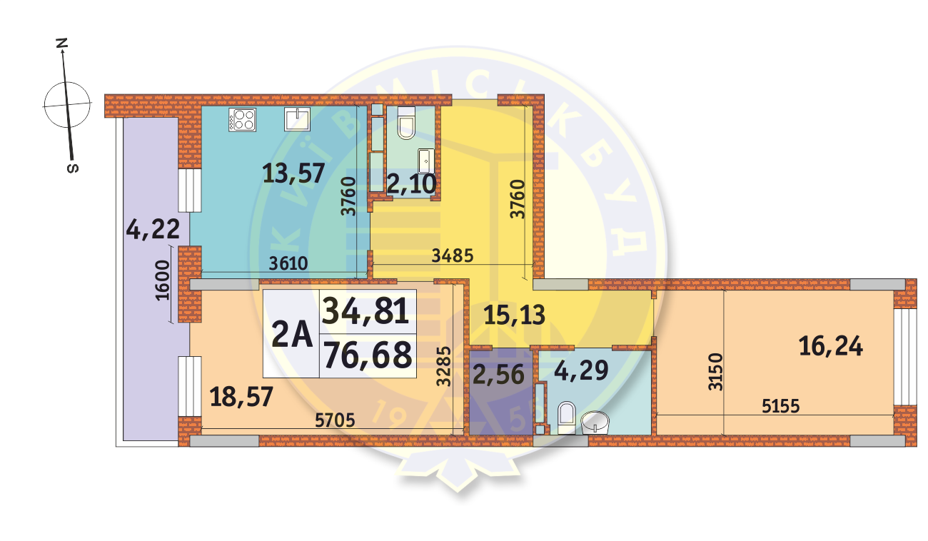 2-кімнатна 76.68 м² в ЖК Mirax від 28 050 грн/м², Київ