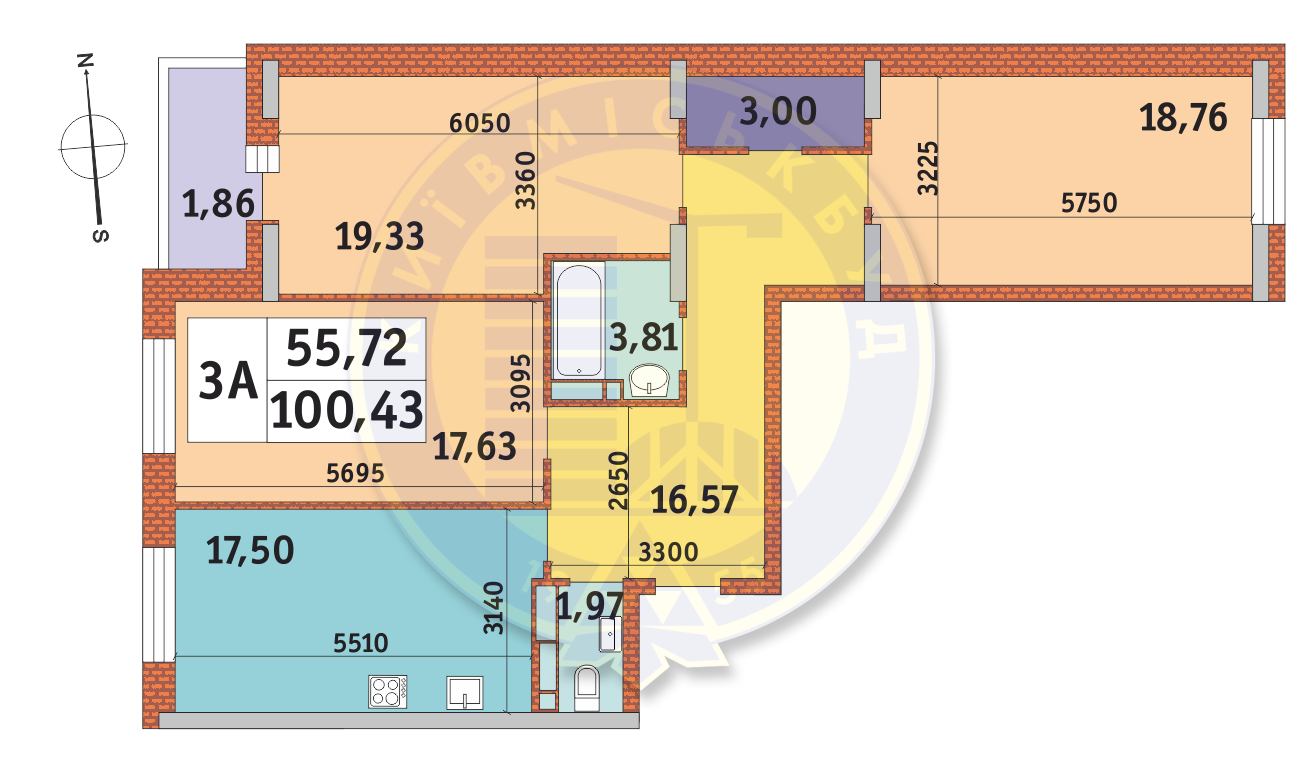 3-кімнатна 100.43 м² в ЖК Mirax від 30 405 грн/м², Київ