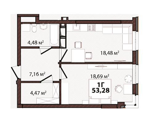 1-кімнатна 53.28 м² в ЖК EDELDORF HILLS від 71 685 грн/м², Київ