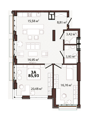 3-кімнатна 85.93 м² в ЖК EDELDORF HILLS від 88 884 грн/м², Київ