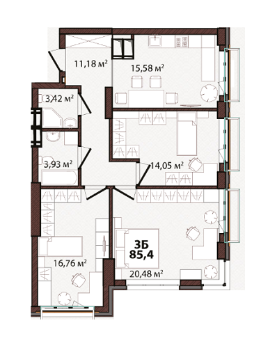 3-кімнатна 85.4 м² в ЖК EDELDORF HILLS від 147 663 грн/м², Київ