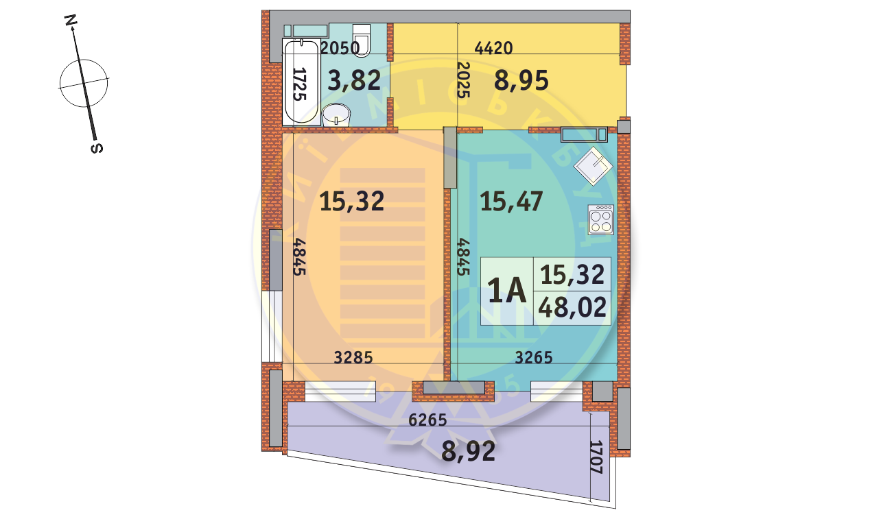 1-комнатная 48.02 м² в ЖК Итальянский квартал от 22 032 грн/м², Киев