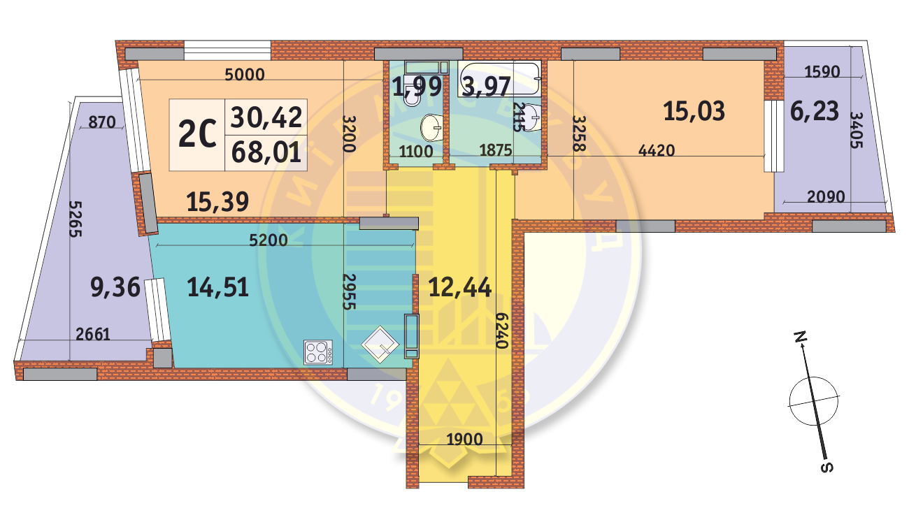 2-комнатная 68.01 м² в ЖК Итальянский квартал от 22 140 грн/м², Киев