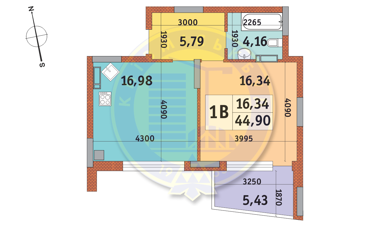 1-комнатная 44.9 м² в ЖК Итальянский квартал от 22 032 грн/м², Киев