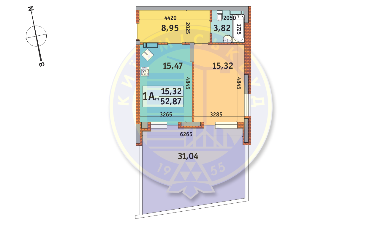 1-кімнатна 52.87 м² в ЖК Італійський квартал від 22 650 грн/м², Київ