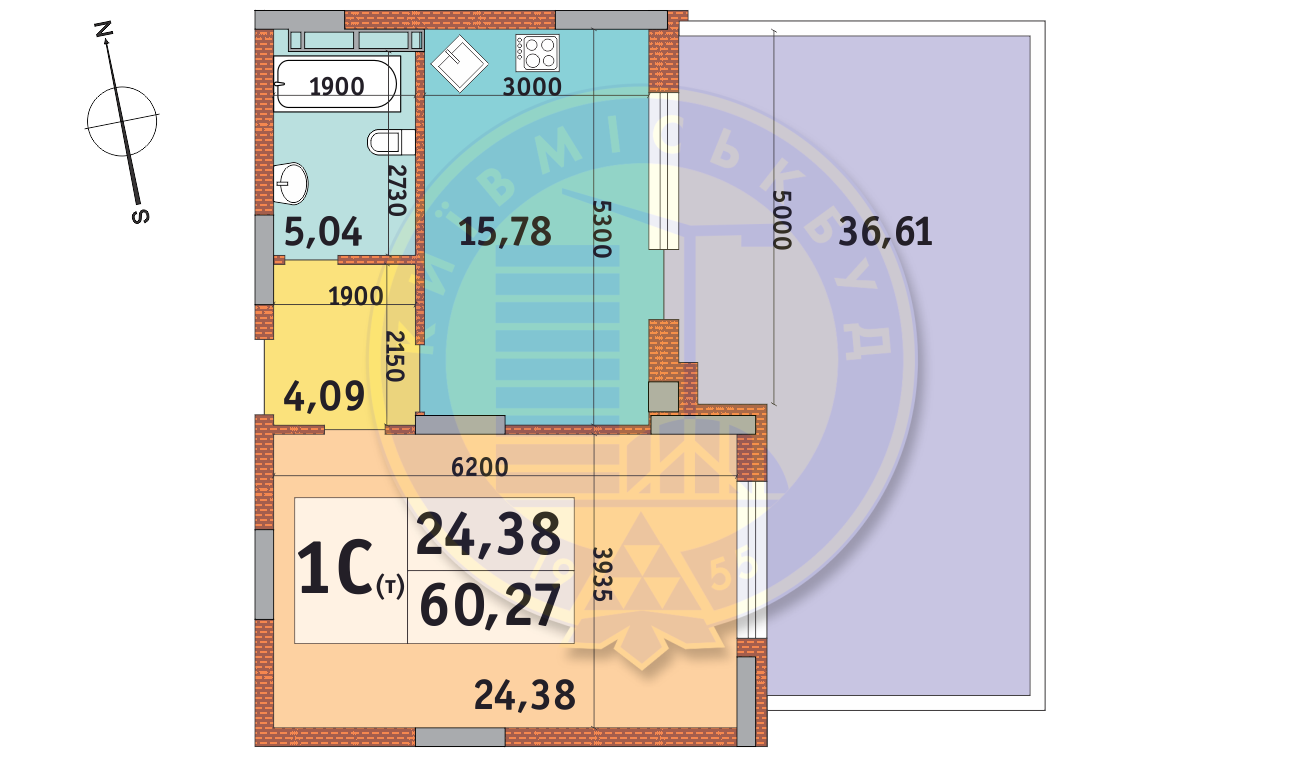 1-комнатная 60.27 м² в ЖК Итальянский квартал от 26 352 грн/м², Киев