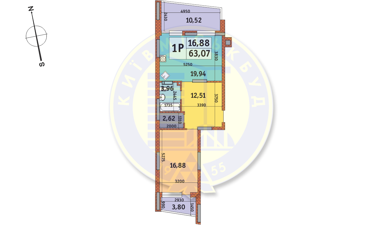 1-комнатная 63.07 м² в ЖК Итальянский квартал от 22 650 грн/м², Киев