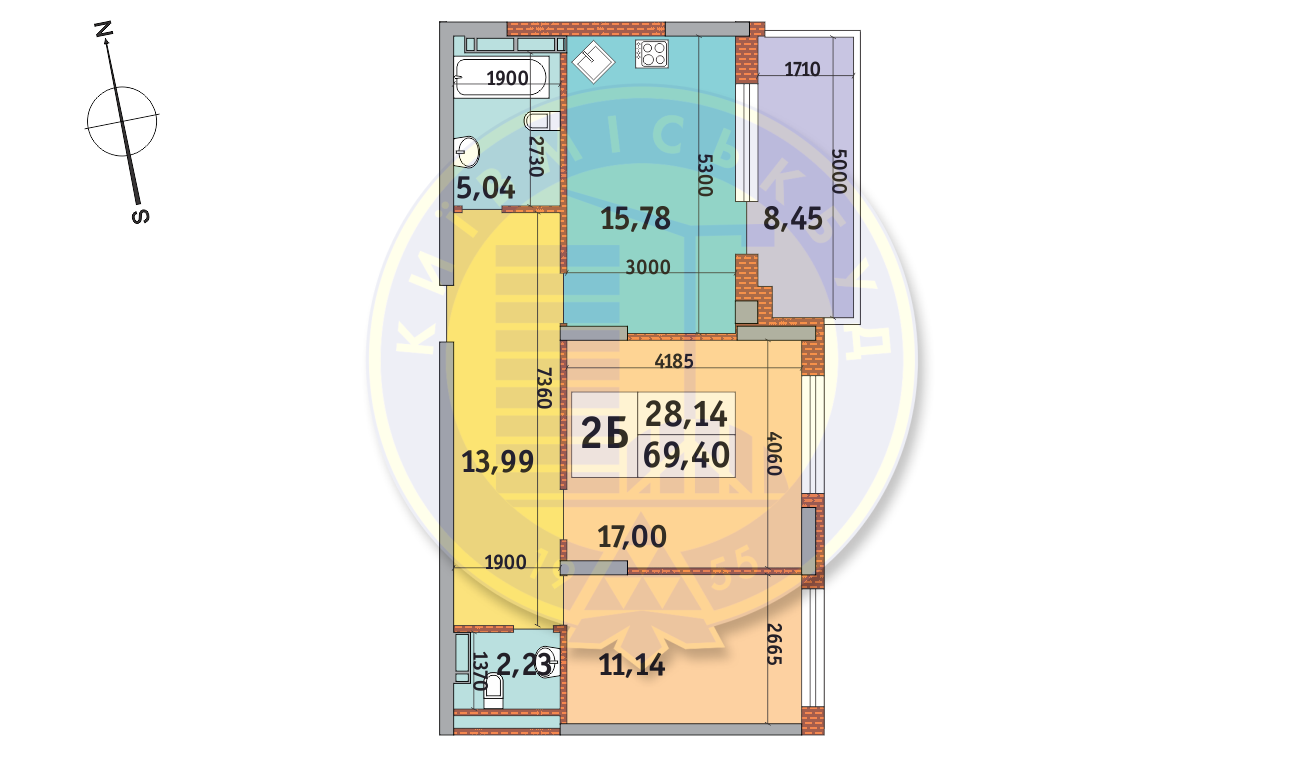 2-комнатная 69.4 м² в ЖК Итальянский квартал от 22 140 грн/м², Киев