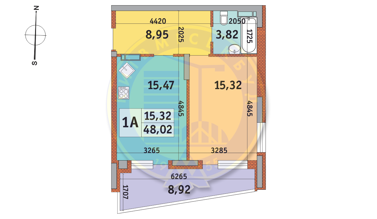 1-комнатная 48.02 м² в ЖК Итальянский квартал от 22 680 грн/м², Киев