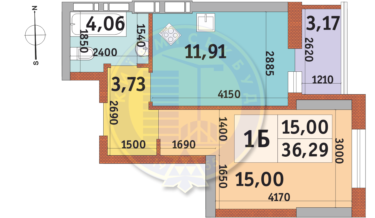 1-комнатная 36.29 м² в ЖК Абрикосовый от 22 200 грн/м², Киев