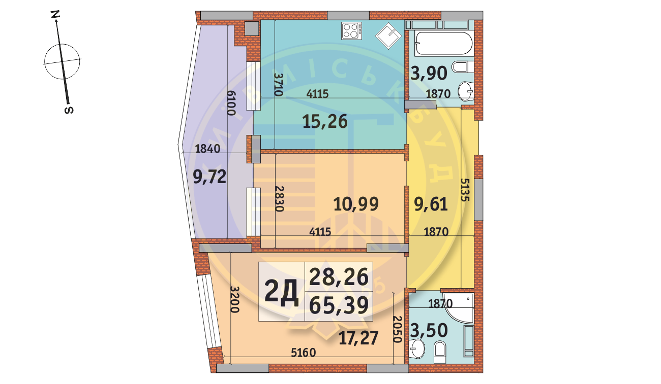 2-комнатная 65.39 м² в ЖК Итальянский квартал от 22 140 грн/м², Киев