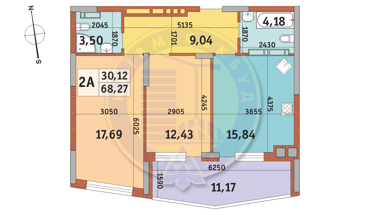 2-комнатная 68.27 м² в ЖК Итальянский квартал от 22 140 грн/м², Киев