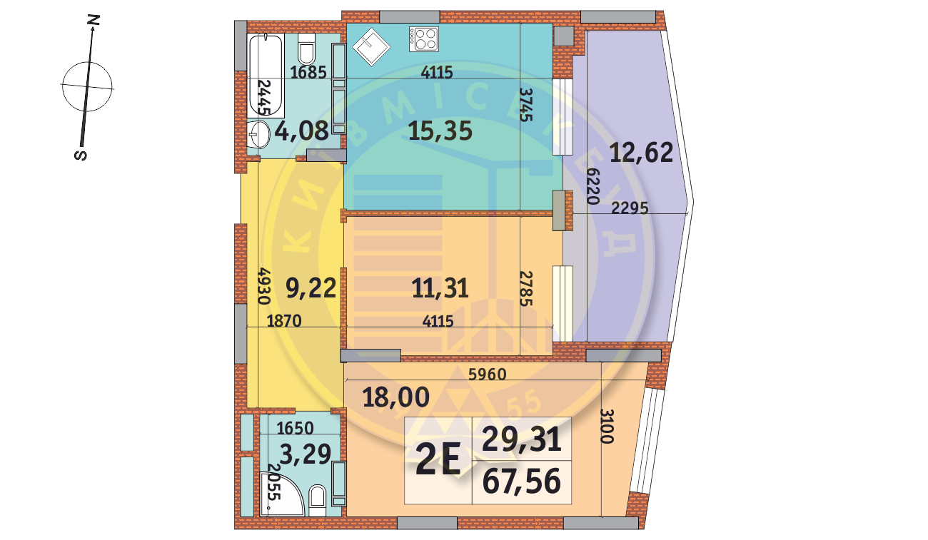 2-кімнатна 67.56 м² в ЖК Італійський квартал від 21 550 грн/м², Київ
