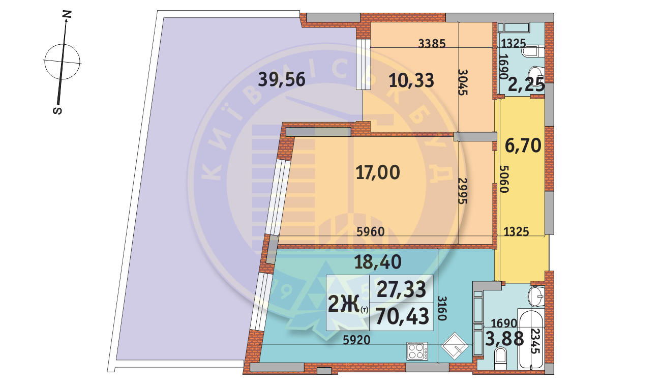 2-кімнатна 70.43 м² в ЖК Італійський квартал від 21 550 грн/м², Київ