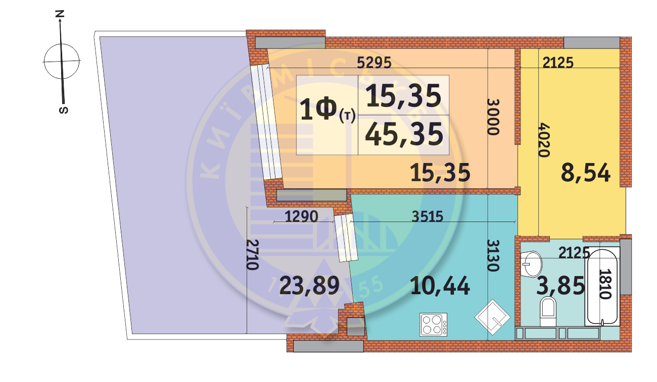 1-комнатная 45.35 м² в ЖК Итальянский квартал от 22 650 грн/м², Киев