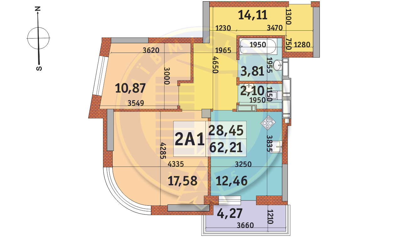 2-кімнатна 62.21 м² в ЖК Абрикосовий від 23 872 грн/м², Київ