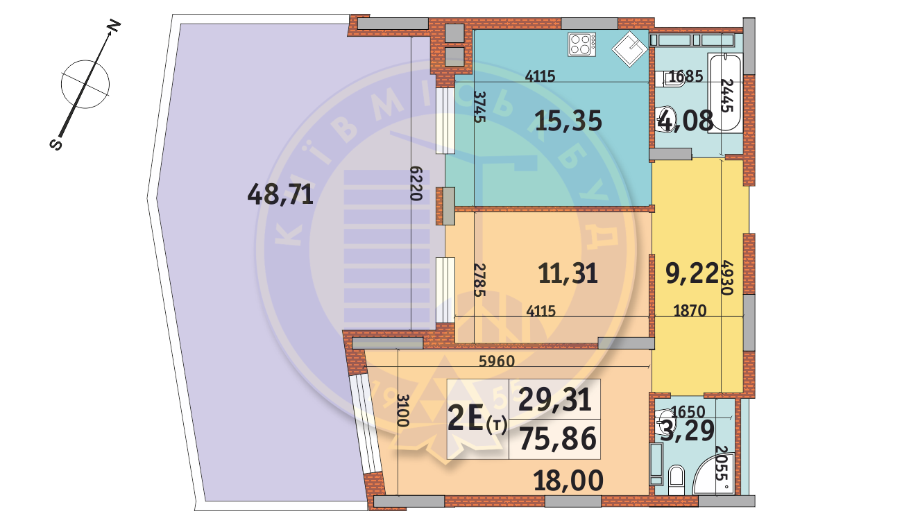 2-кімнатна 75.86 м² в ЖК Італійський квартал від 30 730 грн/м², Київ