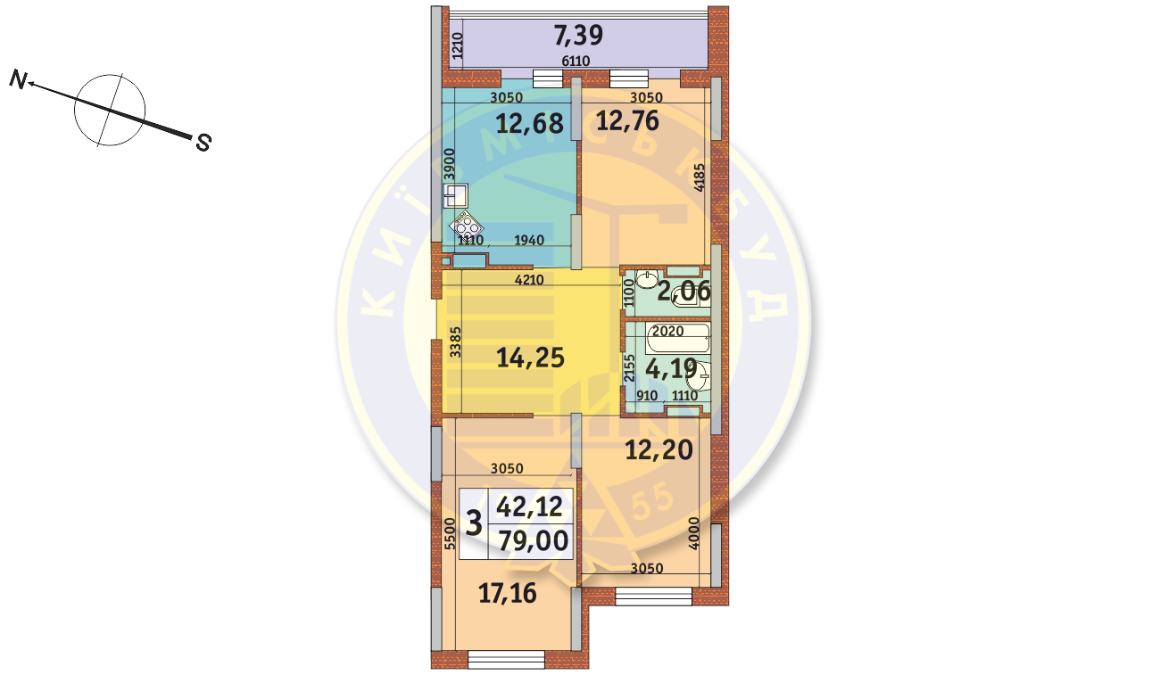 3-кімнатна 79 м² в ЖК Каховська від 22 700 грн/м², Київ