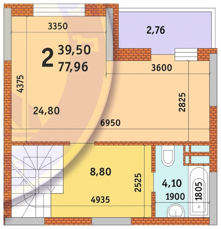 2-кімнатна 77.96 м² в ЖК Новомостицько-Замковецький від 21 115 грн/м², Київ