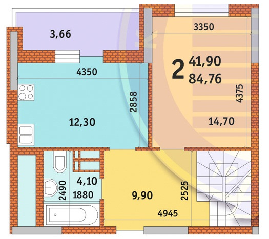 2-комнатная 84.76 м² в ЖК Новомостицко-Замковецкий от 21 115 грн/м², Киев